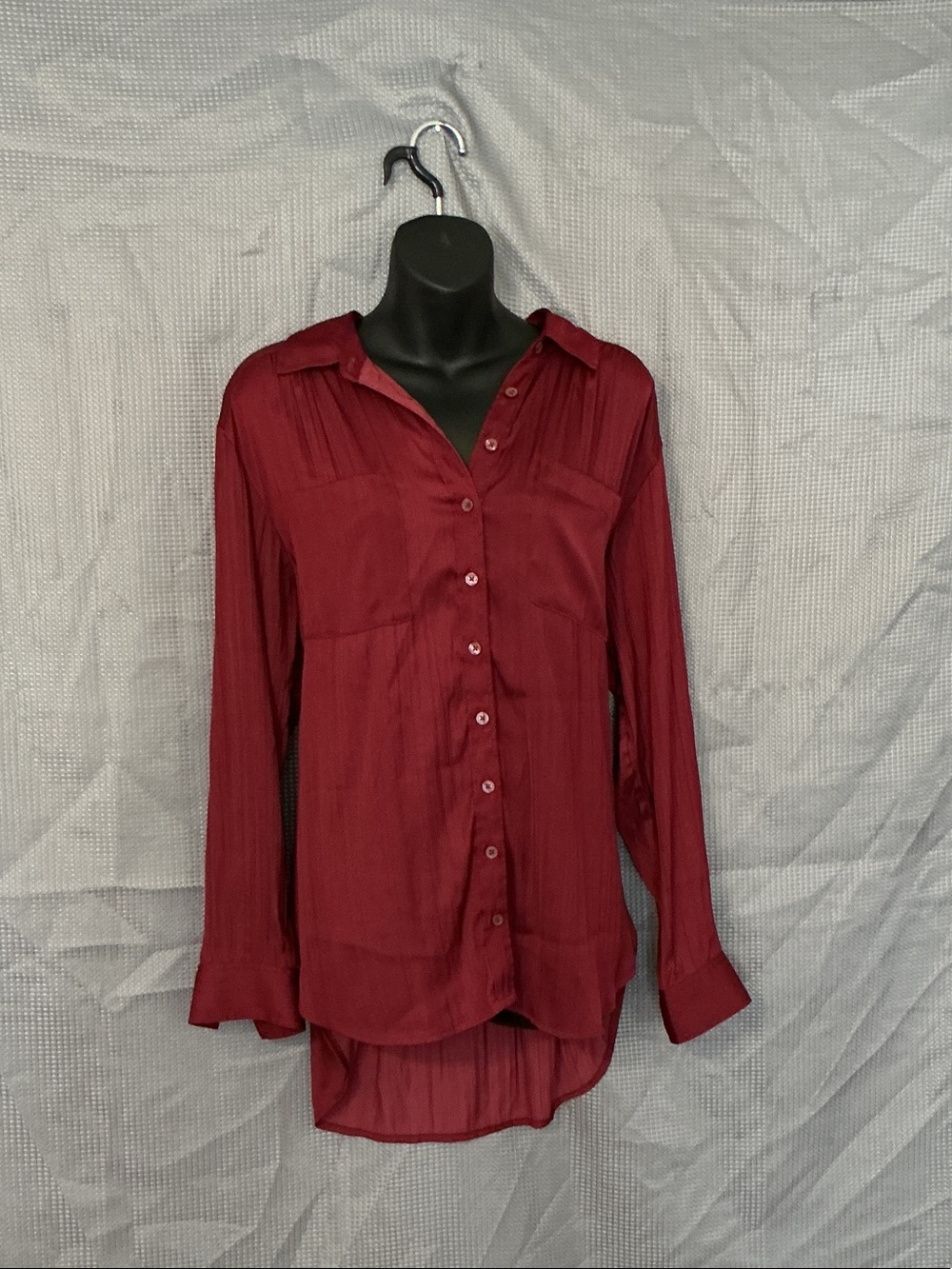 Anthropologie Wine Button-Down Blouse